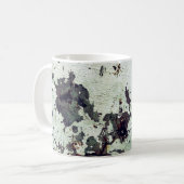 Metaaltextuur met krassen en kraakabstracte, a koffiemok (Voorkant links)