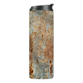 Metaaltextuur met krassen en scheuren. VINTAGE d Thermosbeker (Gedraaid links)