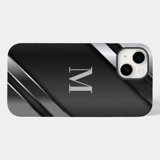 Metaaltextuur monogram Case-Mate iPhone case (Achterkant (horizontaal))