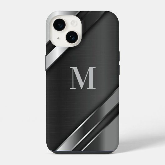 Metaaltextuur monogram iPhone hoesje (Achterkant)