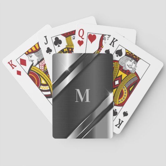 Metaaltextuur monogram pokerkaarten (Achterkant)