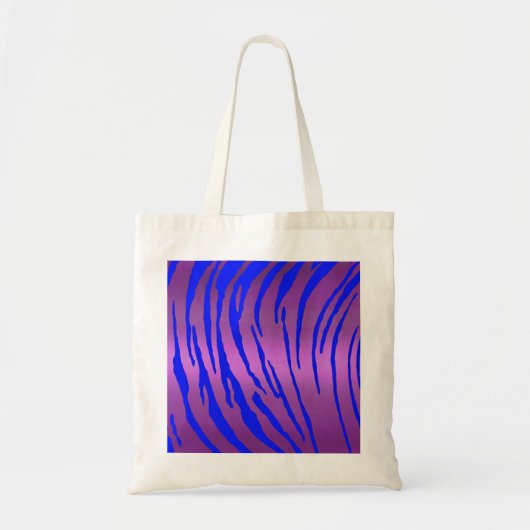 Metaaltijgerstrepen roze blauw tote bag (Voorkant)