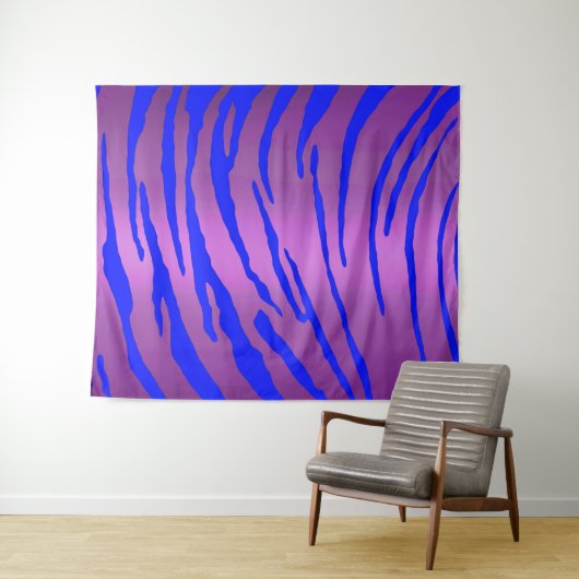 Metaaltijgerstrepen roze blauw wandkleed (In Situ (horizontaal))