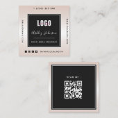 Metaalverloop QR-code en sociale media toevoegen L Vierkante Visitekaartje (Voorkant / Achterkant)