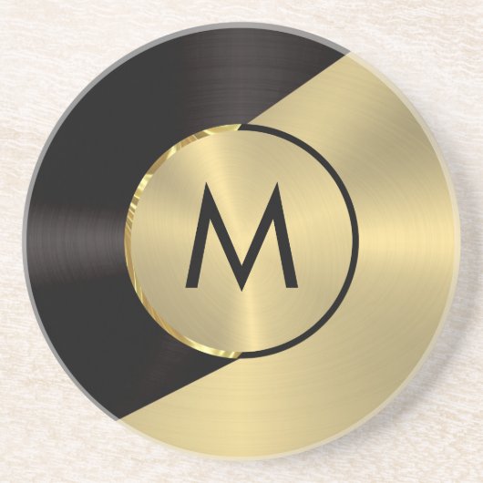 Metaalvormig ontwerp voor zwart en goud zandsteen onderzetter (Voorkant)