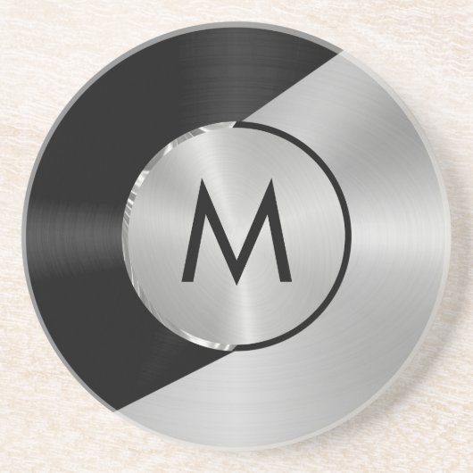 Metaalvormig ontwerp voor zwart en zilver zandsteen onderzetter (Voorkant)