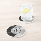 Metaalvormig ontwerp voor zwart en zilver zandsteen onderzetter (Zijkant)