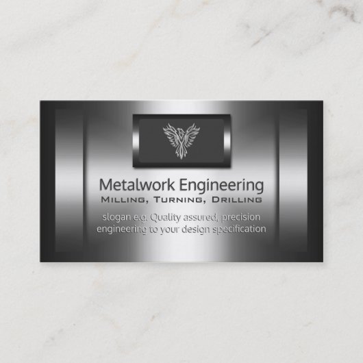 Metaalwerkingenieur — faux metal, zilverarend visitekaartje (Voorkant)