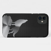 Metaalwolf met koolstofvezel Case-Mate iPhone case (Achterkant (horizontaal))