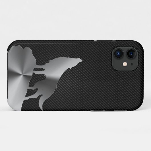 Metaalwolf met koolstofvezel Case-Mate iPhone case (Achterkant (horizontaal))