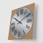 Metaalzijde/NO Achtergrond Romeins cijfer Vierkante Klok (Hoek)