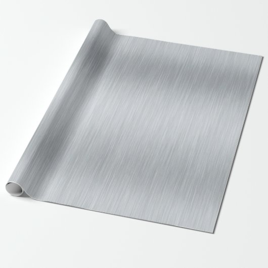 Metaalzilver geborsteld aluminium textuur cadeaupapier (Uitgerold)