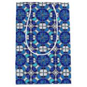 Metaalzilver, Gebrandschilderde Glasstijl in Blauw Medium Cadeauzakje (Voorkant)
