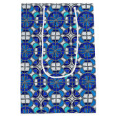 Metaalzilver, Gebrandschilderde Glasstijl in Blauw Medium Cadeauzakje (Achterkant)