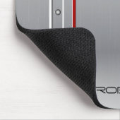 Metaalzilver geometrisch vormgegeven rood accent muismat (Hoek)