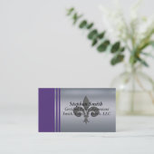 Metaalzilver, grijs en Paars, op maat gemaakt Visitekaartje (Staand voorkant)