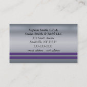 Metaalzilver, grijs en Paars, op maat gemaakt Visitekaartje (Achterkant)