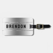 Metaalzilvertextuur Roestvrij staal Kijk uit Bagagelabel (Voorkant horizontaal)