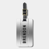 Metaalzilvertextuur Roestvrij staal Kijk uit Bagagelabel (Voorkant verticaal)