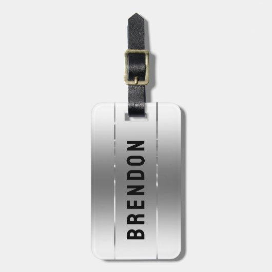 Metaalzilvertextuur Roestvrij staal Kijk uit Bagagelabel (Voorkant verticaal)