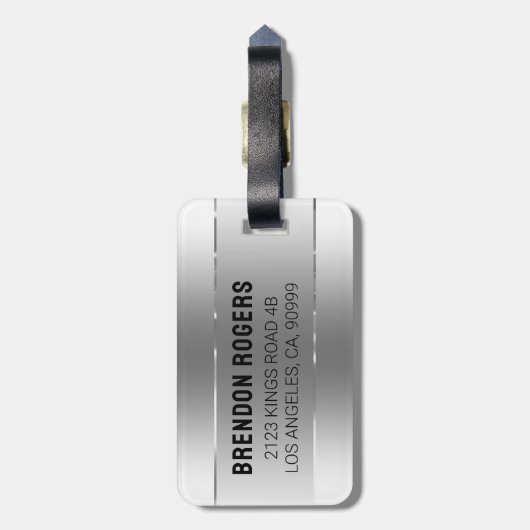 Metaalzilvertextuur Roestvrij staal Kijk uit Bagagelabel (Achterkant verticaal)