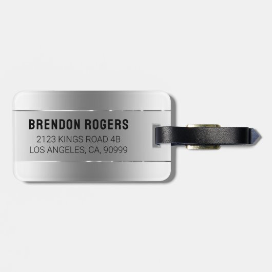 Metaalzilvertextuur Roestvrij staal Kijk uit Bagagelabel (Achterkant horizontaal)