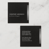 Metaalzilvertrim en leder vierkante visitekaartje (Voorkant / Achterkant)