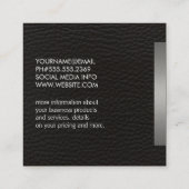 Metaalzilvertrim en leder vierkante visitekaartje (Achterkant)