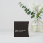 Metaalzilvertrim en leder vierkante visitekaartje (Staand voorkant)