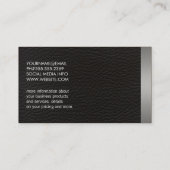 Metaalzilvertrim en leder visitekaartje (Achterkant)