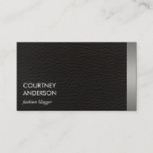 Metaalzilvertrim en leder visitekaartje (Voorkant)