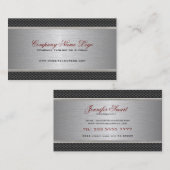 Metaalzwart en grijs geborsteld aluminium look 2 visitekaartje (Voorkant / Achterkant)