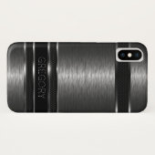 Metaalzwart en grijze strepen Case-Mate iPhone case (Achterkant (horizontaal))