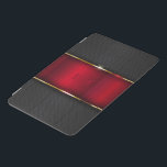 Metaalzwart en rode aanraking van goud iPad mini cover<br><div class="desc">Metaalzwarte en rode grote strepen. Goudaccenten en optioneel monogram.</div>