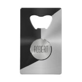 Metaalzwart en zilver geometrisch ontwerp creditkaart flessenopener (Voorkant)