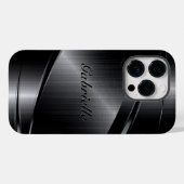 Metaalzwart ontwerp geborsteld aluminium look Hoes (Achterkant (horizontaal))