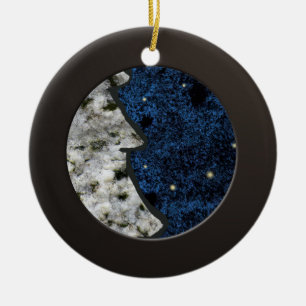 Metaalzwart rond en gekleurd graniet keramisch ornament