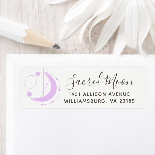 Metafysisch Geometrische Maan Minimalistisch Paars Etiket (Insitu)