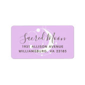 Metafysisch Geometrische Maan Minimalistisch Paars Etiket (Voorkant)