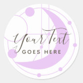 Metafysisch Geometrische Maan Minimalistisch Paars Ronde Sticker (Voorkant)