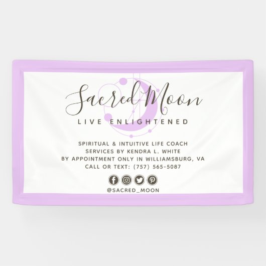 Metafysisch Maan Minimalistische Paarse Sociale Me Spandoek (Horizontaal)