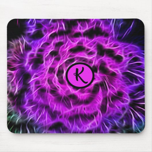Metafysisch Paars Neon Energy Monogram Muismat (Voorkant)