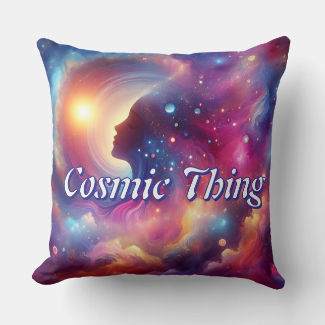Metafysisch-thema gooi kussen "Cosmic Thing". (Voorkant)