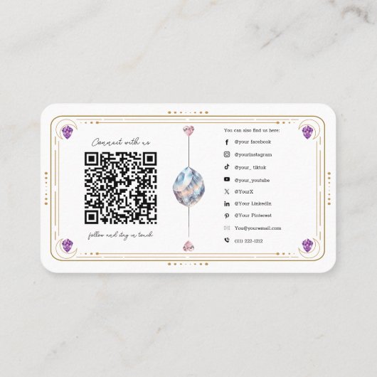 Metafysische Kristallen Kwarts Goud Social Media Q Visitekaartje (Achterkant)