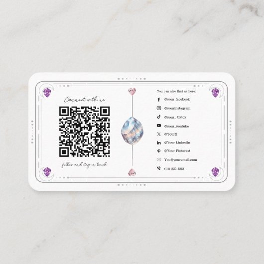 Metafysische Kristallen Roos Quartz Social Media Q Visitekaartje (Achterkant)
