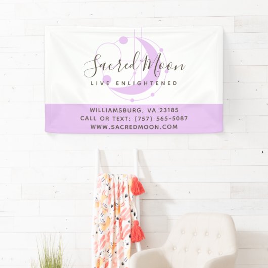 Metafysische maanminimalistische Paarse Spandoek (Insitu)