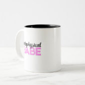 metafysische schat heldere roze script typografie tweekleurige koffiemok (Voorkant links)
