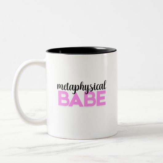 metafysische schat heldere roze script typografie tweekleurige koffiemok (Links)