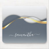 Metal 3-D look Calligraphy Gold Monogram Wave Muismat (Voorkant)