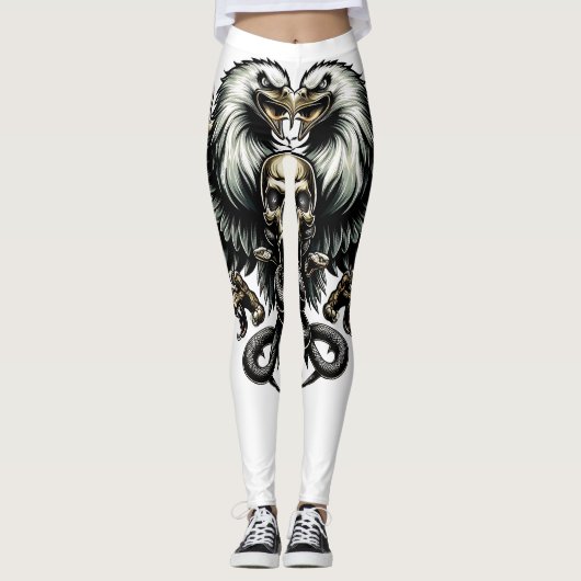 Metal Adler mit Totenkopf und Schlangen Leggings (Voorkant)